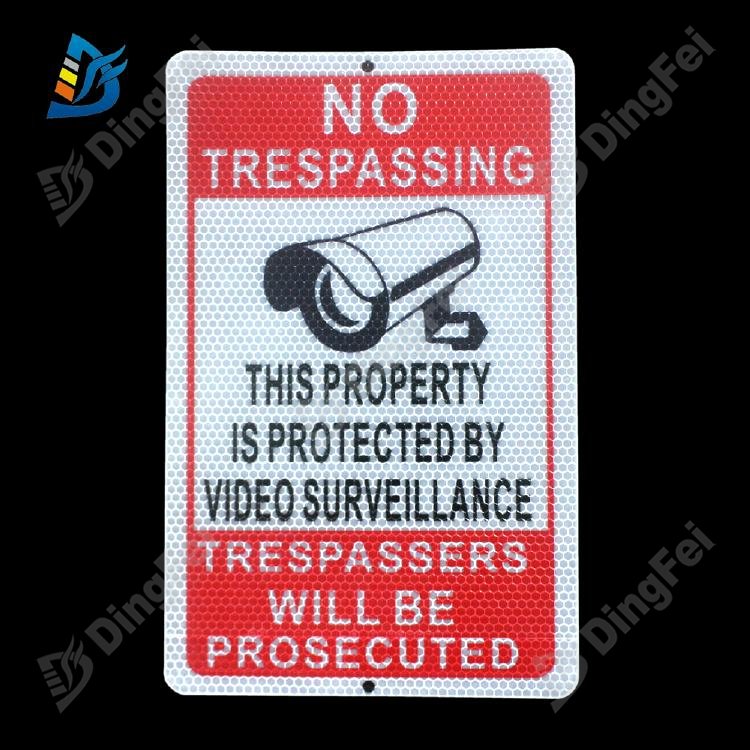 Security Camera 24 Hour Video Surveillance Aluminum PVC Reflective Warning Sign For Home - 